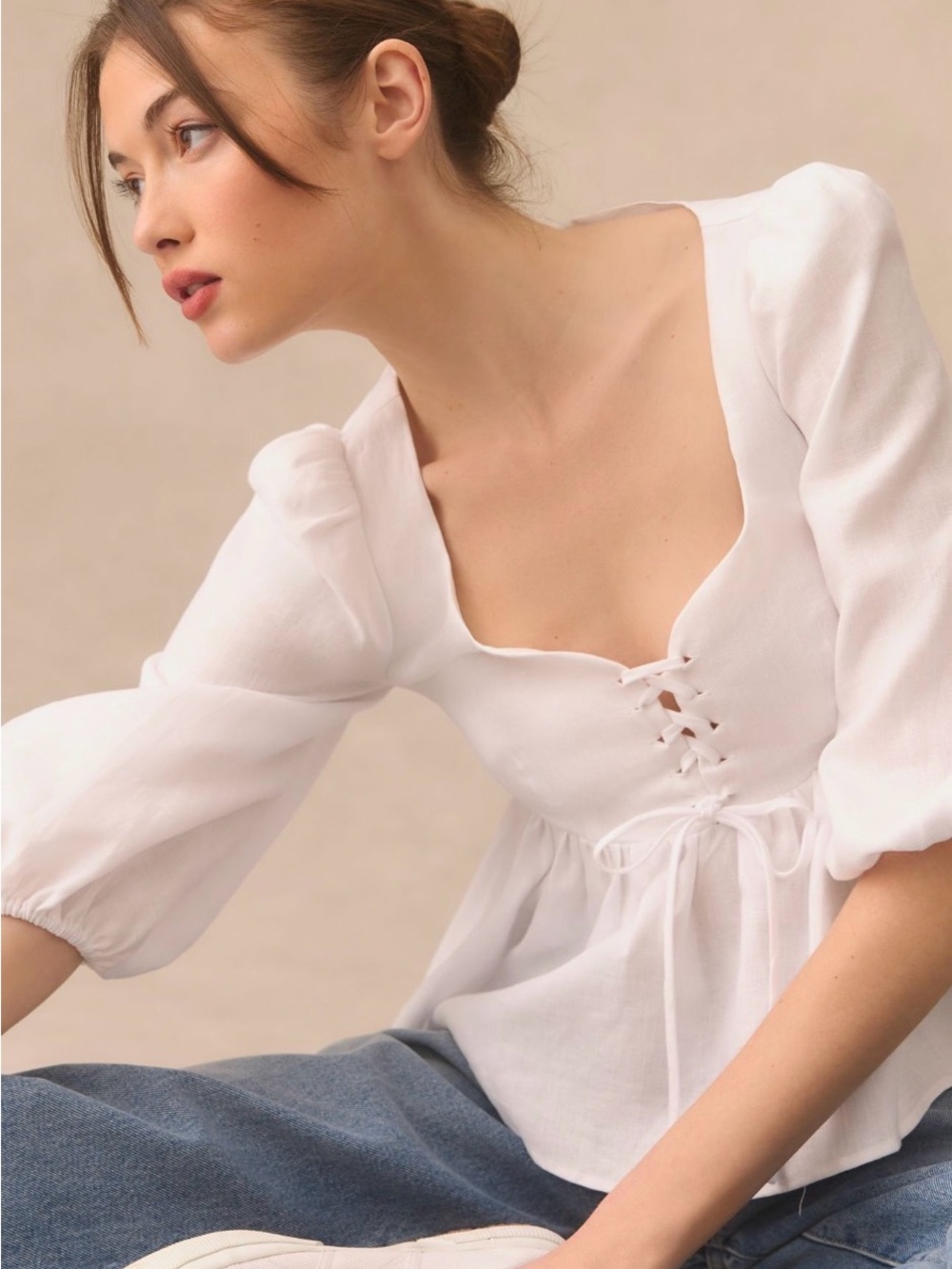 Reformation Abigail Linen Top